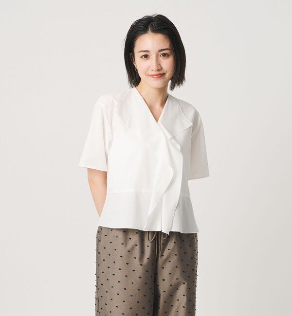 BEAUTY&YOUTH UNITED ARROWS「ソリッド&ストライプ ラッフル シャツブラウス ウォッシャブル」|シャツ・ブラウス|