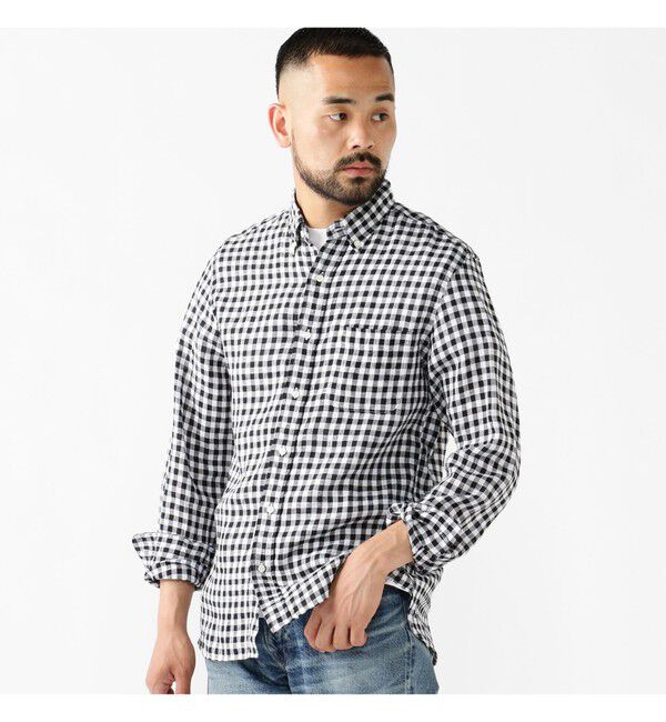 BEAMS PLUS「BEAMS PLUS｜B.D. Gingham Check Linen｜ボタンダウン｜麻｜シャリ感 涼感 涼しい｜チェック柄」|シャツ・ブラウス|