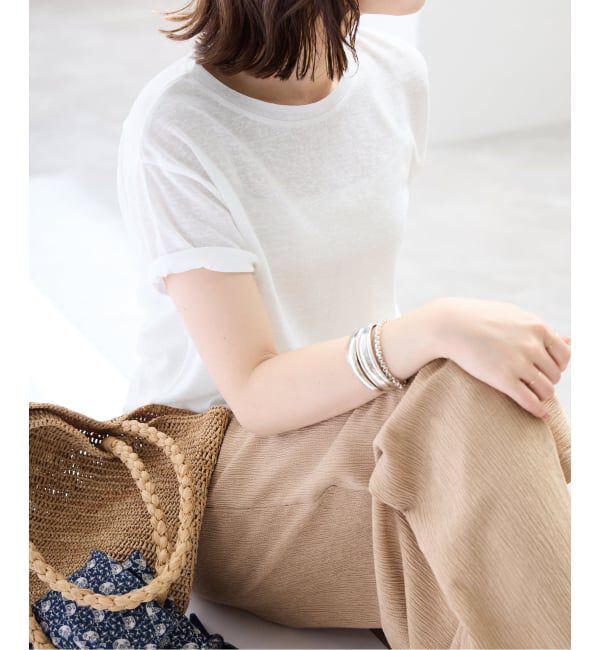 SLOBE IENA「《追加》スラブ天竺5分袖TEE」|Tシャツ・カットソー|