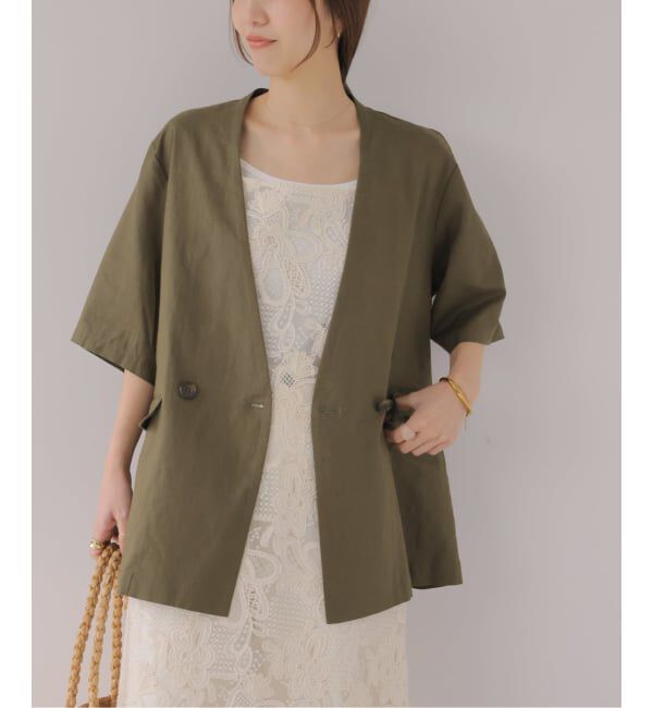 JOURNAL STANDARD relume「《予約》［手洗い可］リネンコットンハーフスリーブジャケット」|その他|カーキ
