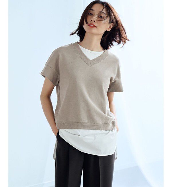 23区「【新色追加/洗える】コットンベアジャージー ノースリーブ Tシャツ」|Tシャツ・カットソー|