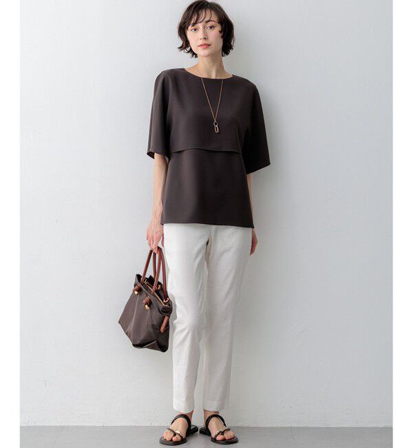 23区「【新色追加】ストレッチジョーゼット  ケープデザイン カットソー」|Tシャツ・カットソー|