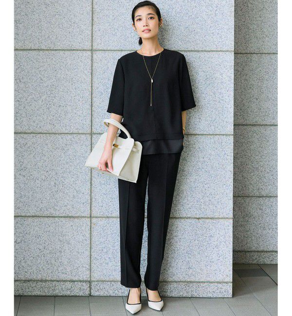23区「【新色追加/Oggi掲載】ストレッチジョーゼット シアーコンビ カットソー」|Tシャツ・カットソー|