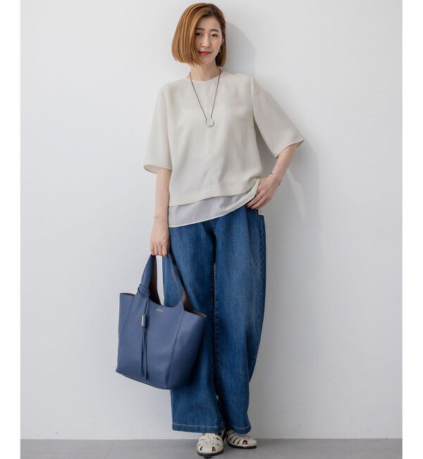 23区「【新色追加/Oggi掲載】ストレッチジョーゼット シアーコンビ カットソー」|Tシャツ・カットソー|