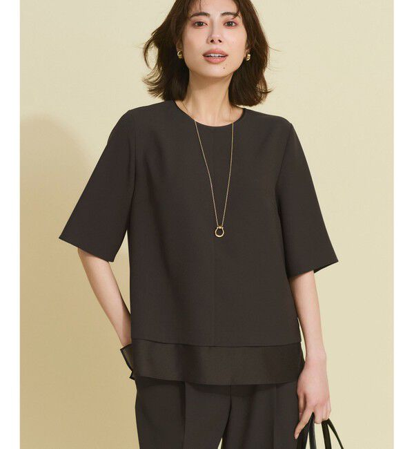 23区「【新色追加/Oggi掲載】ストレッチジョーゼット シアーコンビ カットソー」|Tシャツ・カットソー|