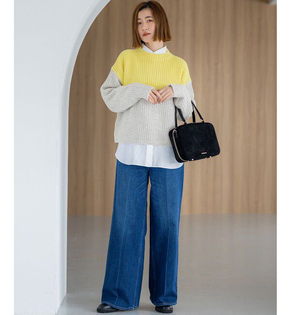 23区「【洗える】ウールカシミヤ カラーブロック バルキー ニット」|ニット・セーター|