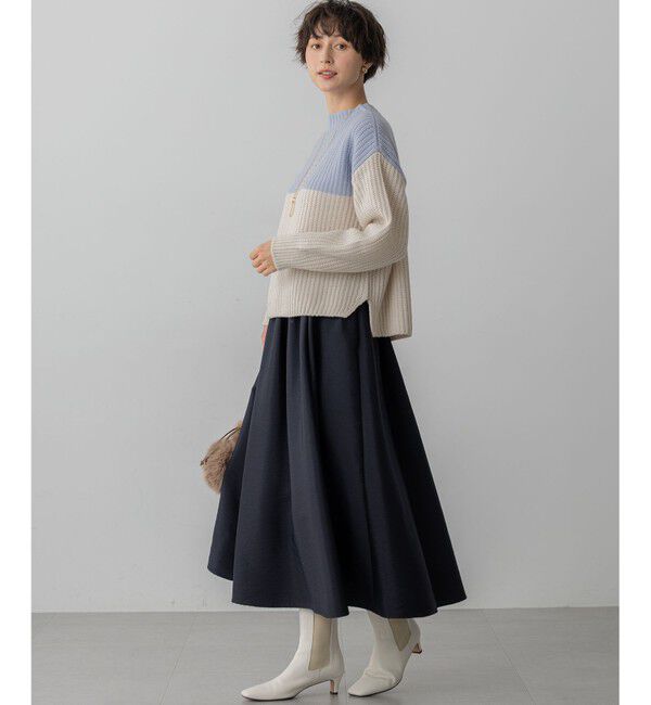 23区「【洗える】ウールカシミヤ カラーブロック バルキー ニット」|ニット・セーター|