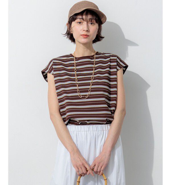 23区「マルチボーダー フレンチスリーブ カットソー」|Tシャツ・カットソー|ﾀﾞｰｸﾌﾞ
