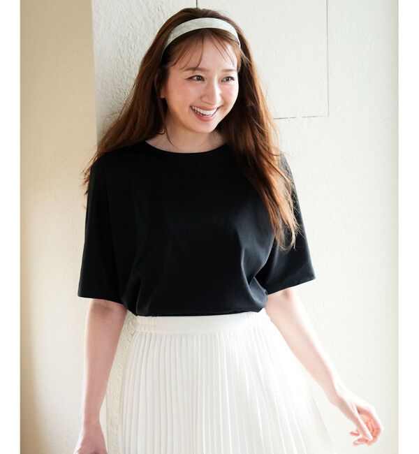 ANY SIS「ショート丈ドルマン５分袖 プルオーバー」|Tシャツ・カットソー|ブラック