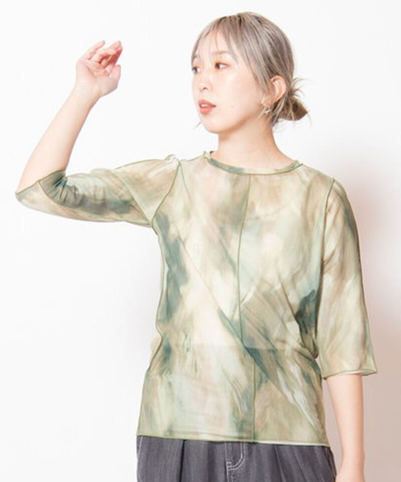  「プリントメロー切替Tシャツ」|Tシャツ・カットソー|GREEN