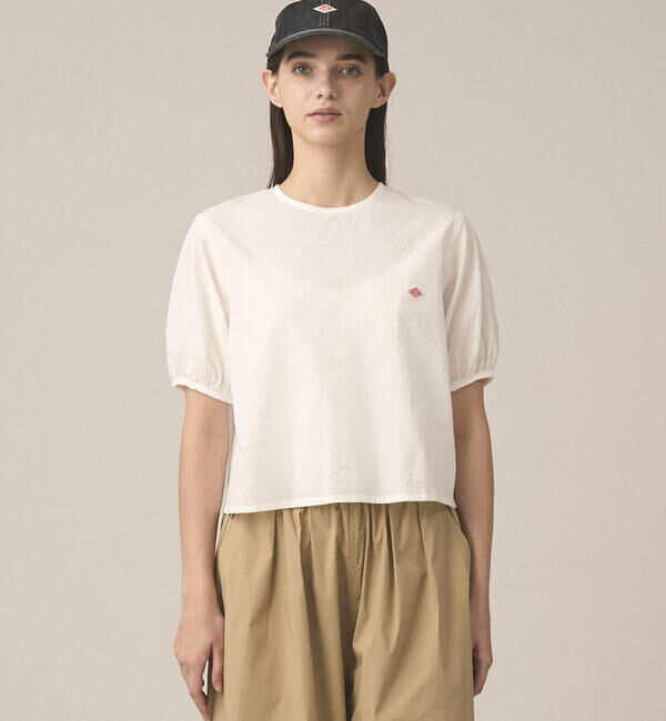 DANTON「DANTON | コットンローン 半袖プルオーバーシャツ WOMEN」|シャツ・ブラウス|OFFWHITE