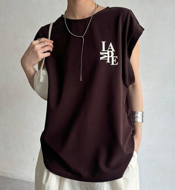  「【WEB限定】カットジョーゼットミックスロゴTEE」|Tシャツ・カットソー|ブラウン