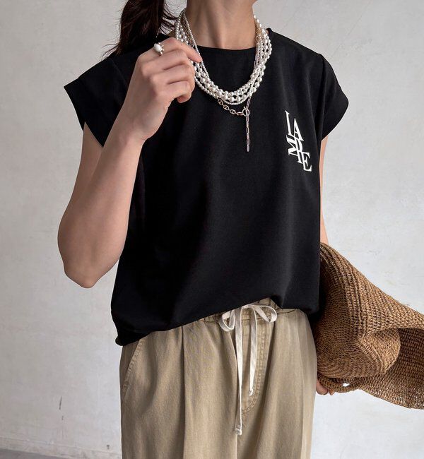  「【WEB限定】カットジョーゼットミックスロゴTEE」|Tシャツ・カットソー|ブラック