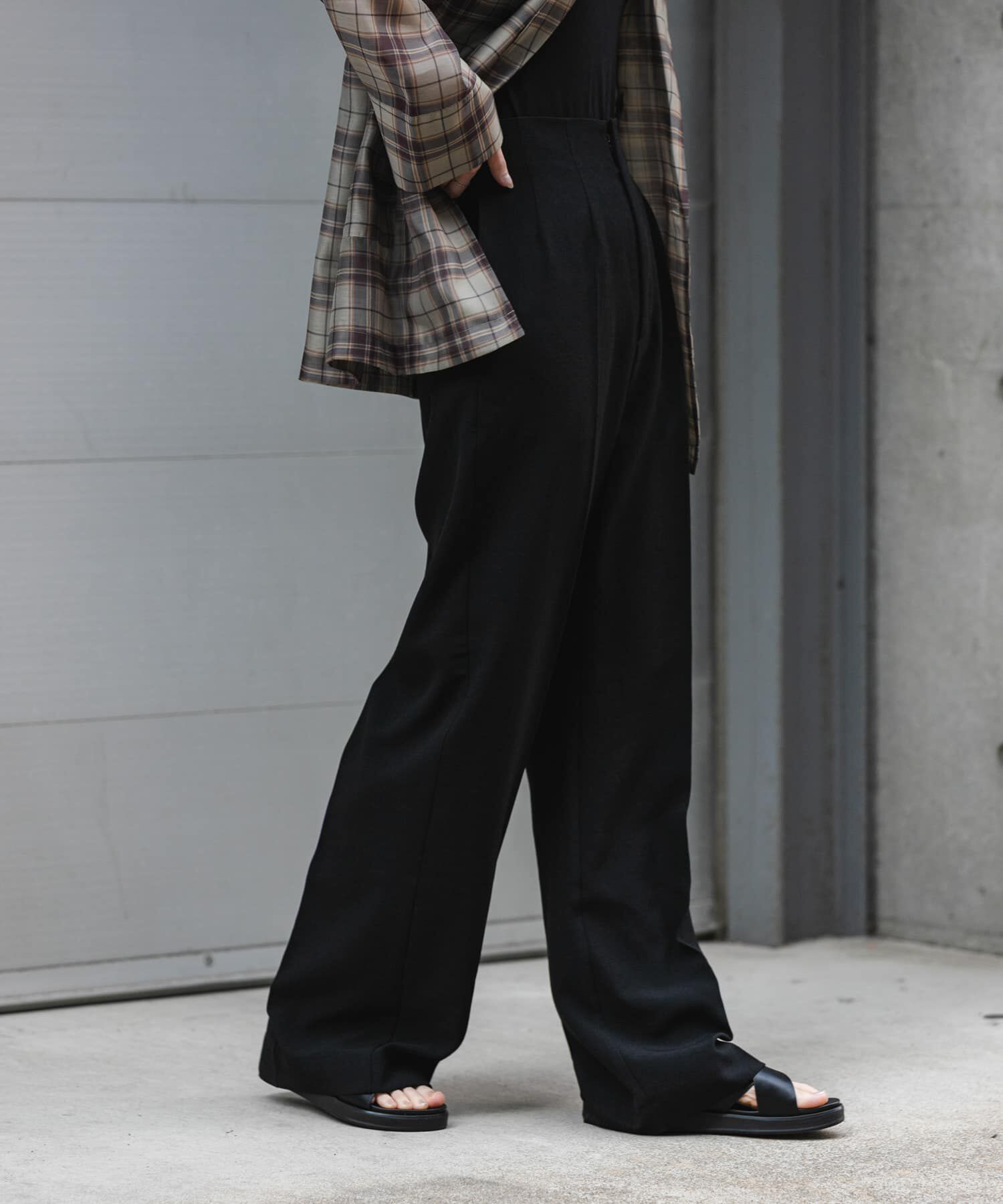 SENSE OF PLACE by URBAN RESEARCH「『一部WEB限定』『UR TECH DRYLUXE』リネンライクワイドパンツ」|その他|ブラック