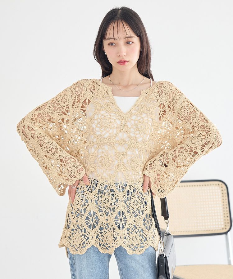 earth music&ecology「クロシェ風プルオーバー」|Tシャツ・カットソー|