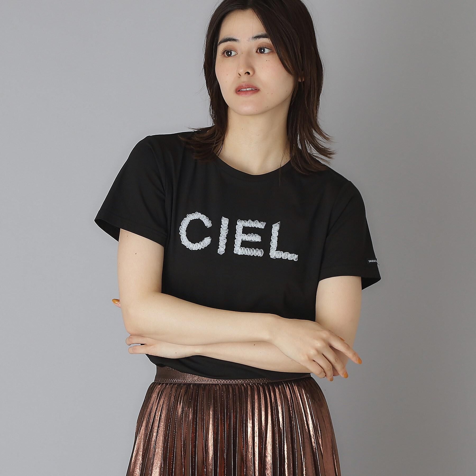 DRESSTERIOR「クリア天竺チュールCIELロゴTシャツ」|Tシャツ・カットソー|ブラック(019)