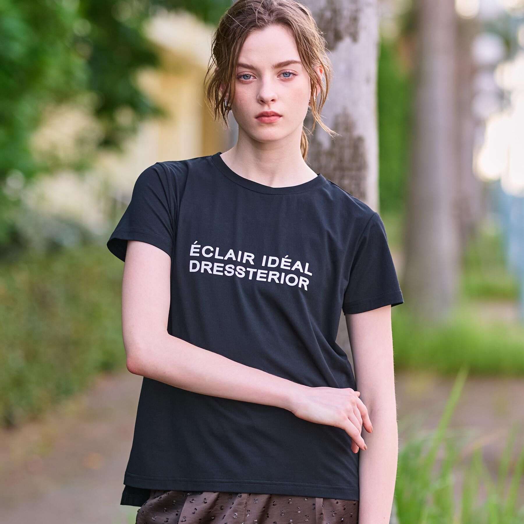 DRESSTERIOR「クリア天竺ロゴTシャツ」|Tシャツ・カットソー|ブラック(019)