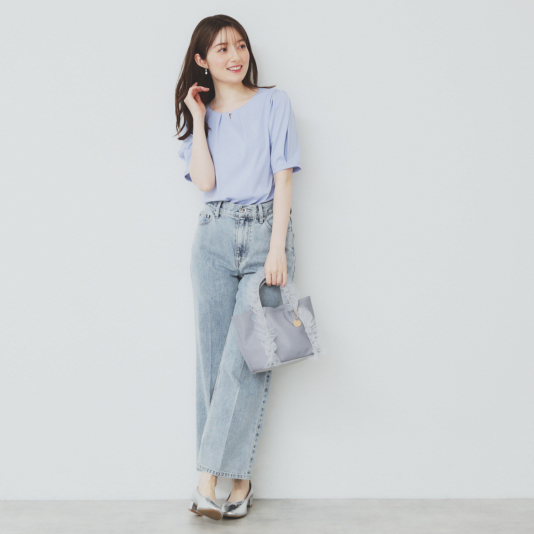index「フロントパール調タックパフトップス【UV／接触冷感／洗濯機洗い可】」|Tシャツ・カットソー|