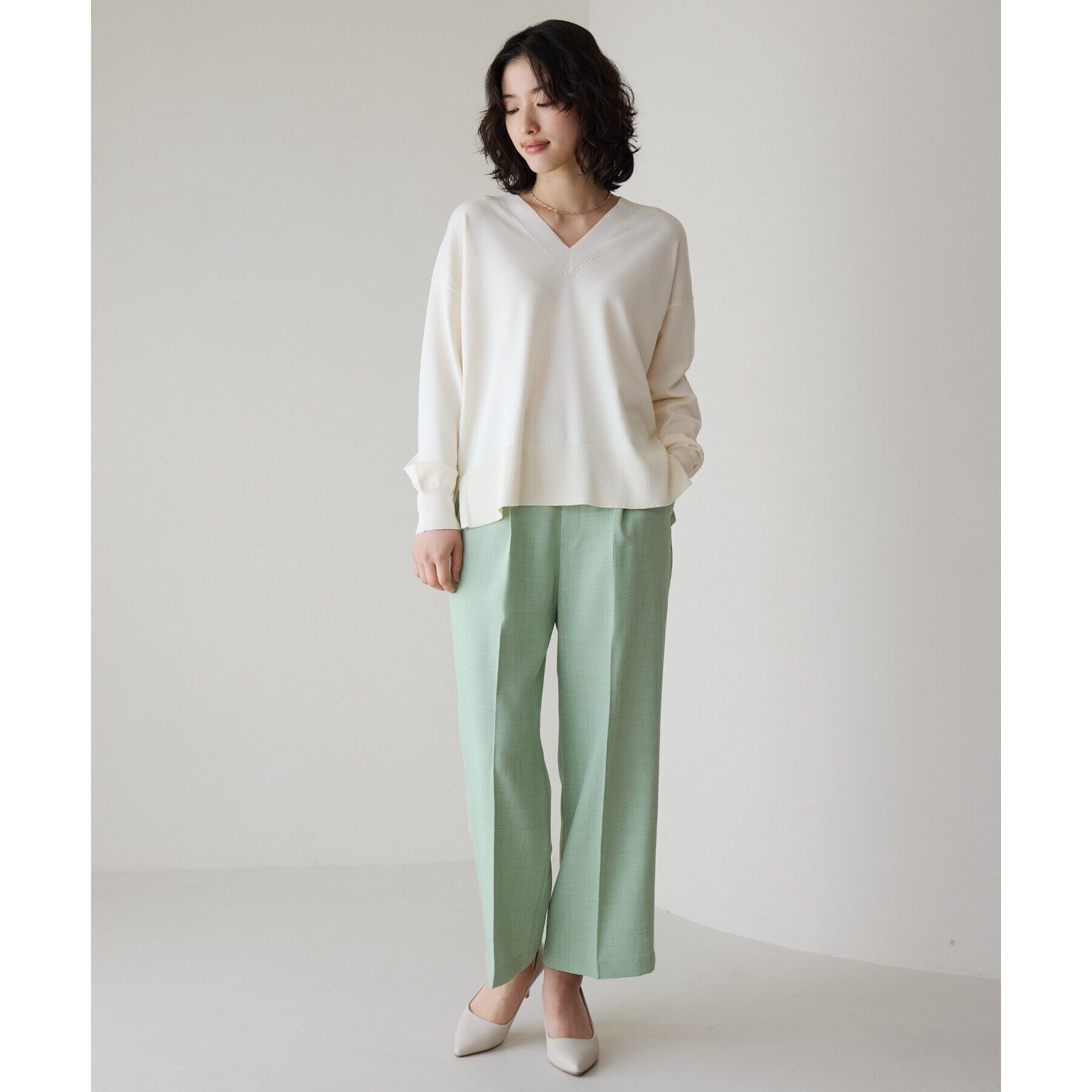 THE SHOP TK「【毛玉になりにくい】さらっとキレイVネックニット/洗濯機OK」|ニット・セーター|