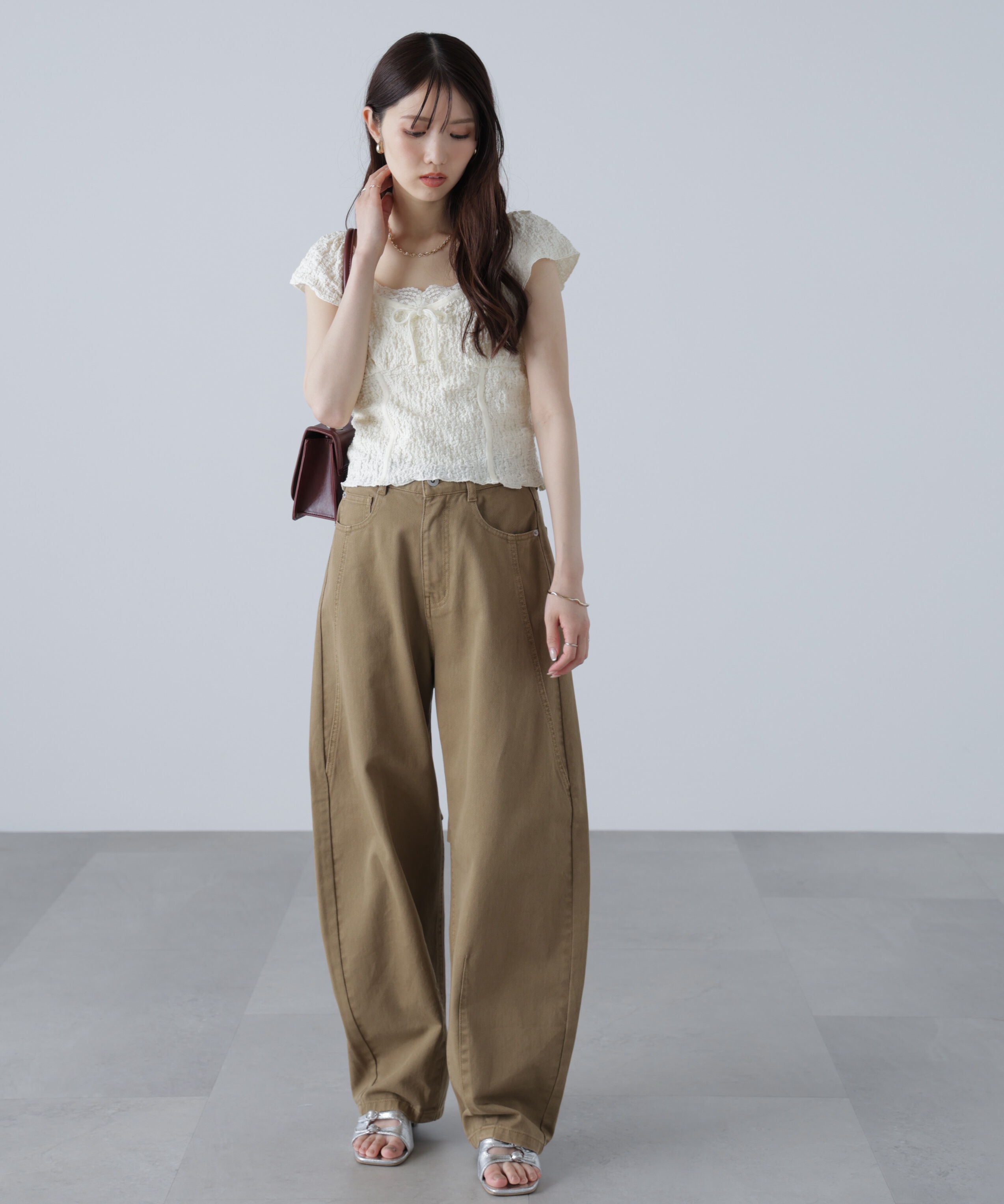  「ドロストバレルレッグデニムパンツ」|その他|