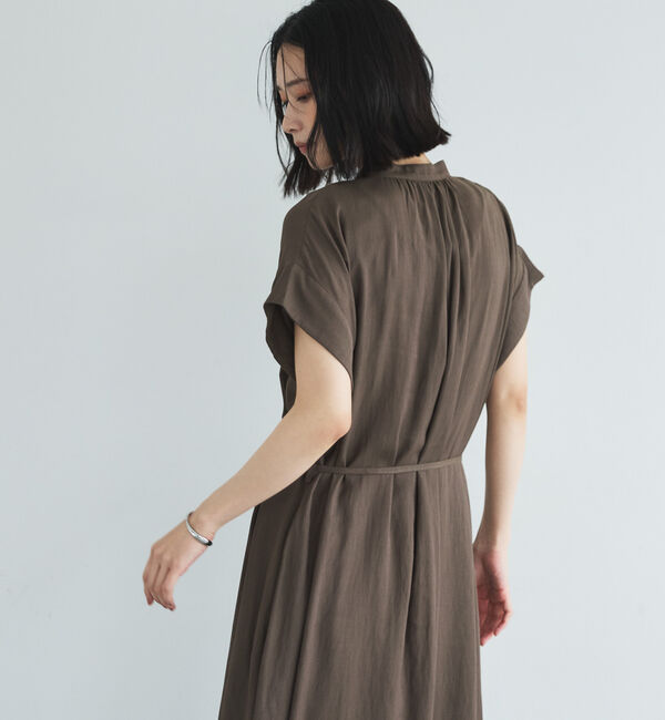 Doux archives「ウォッシャブルリネンライクバンドカラーシャツワンピーズ」|ワンピース|