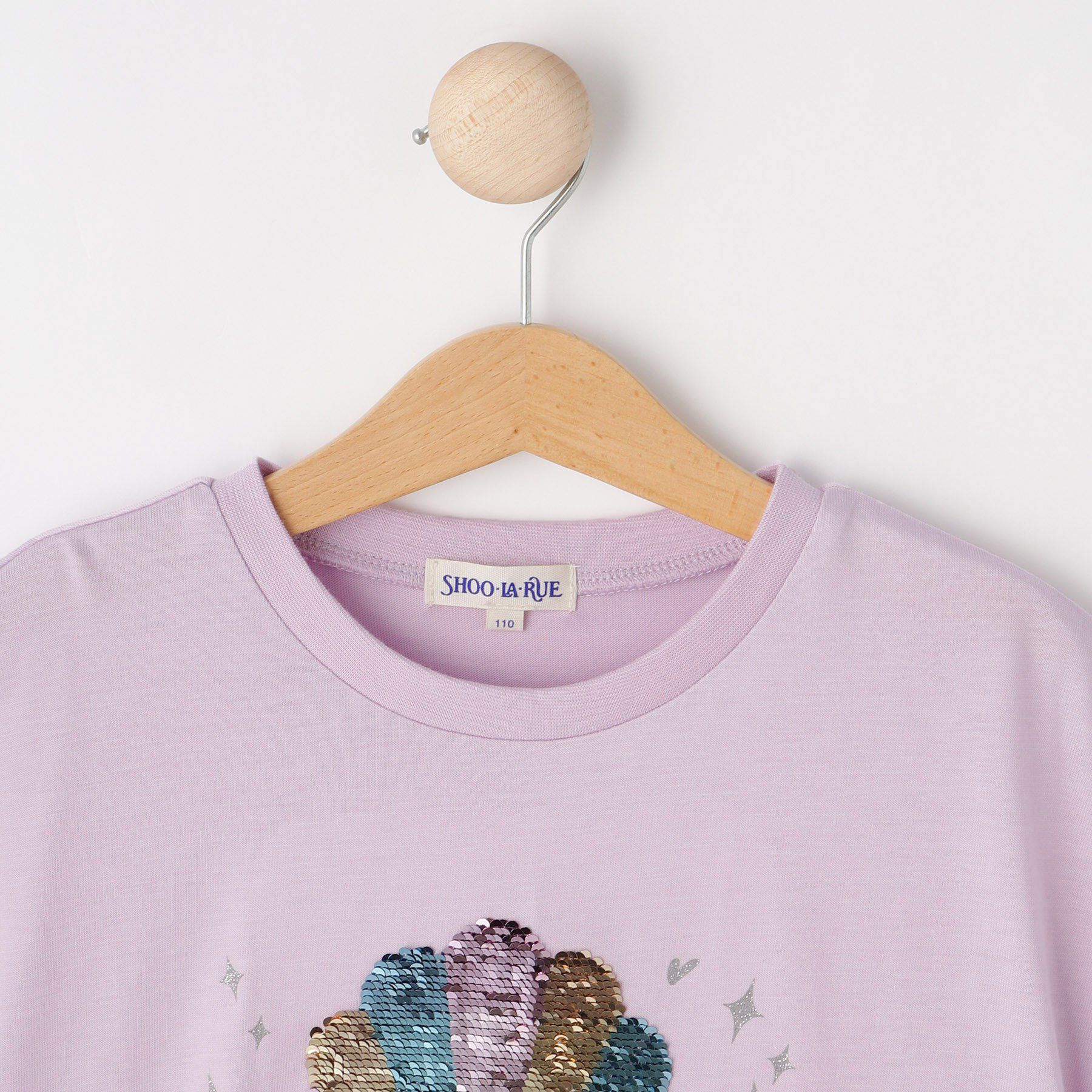 SHOO･LA･RUE「【100-150cm/ひんやり】スパンコールモチーフTシャツ」|Tシャツ・カットソー|