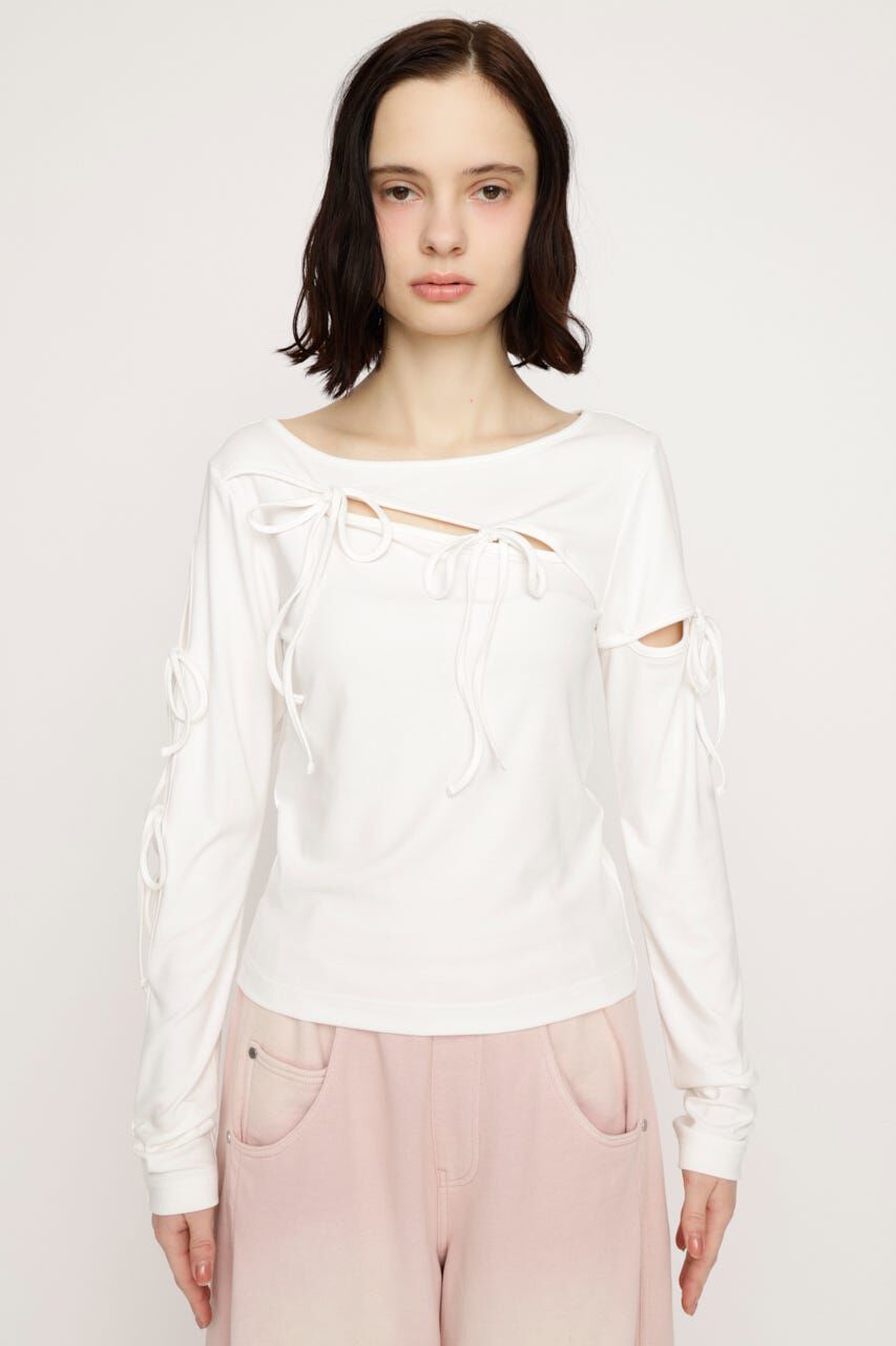 SLY「CUT OUT RIBBON トップス」|Tシャツ・カットソー|
