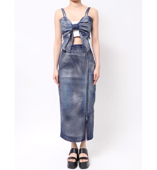 CALNAMUR「GLITTER DENIM ZIP TIGHT SKIRT/グリッターデニムジップタイトスカート」|スカート|