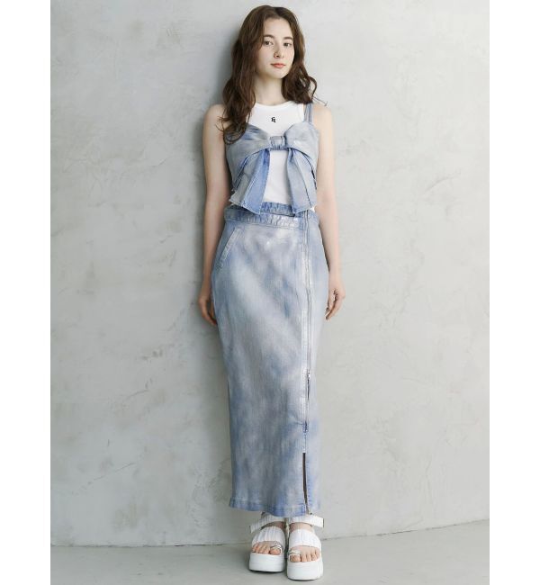 CALNAMUR「GLITTER DENIM ZIP TIGHT SKIRT/グリッターデニムジップタイトスカート」|スカート|