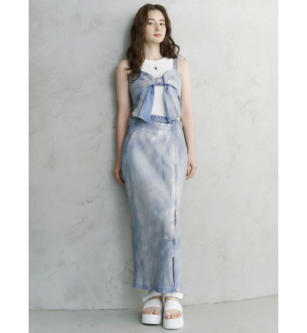 CALNAMUR「GLITTER DENIM ZIP TIGHT SKIRT/グリッターデニムジップタイトスカート」|スカート|