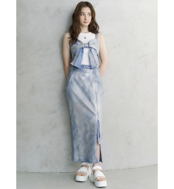 CALNAMUR「GLITTER DENIM ZIP TIGHT SKIRT/グリッターデニムジップタイトスカート」|スカート|