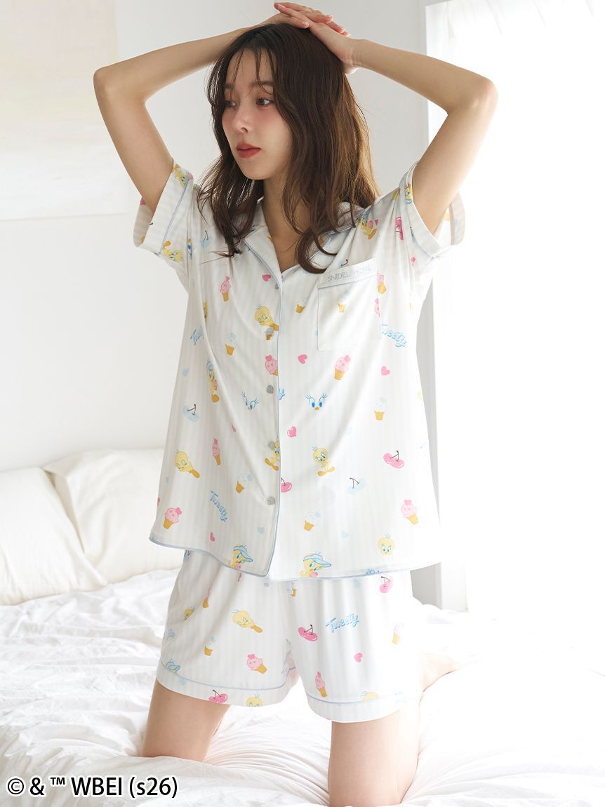 SNIDEL HOME「【WEB限定】【セット商品】【Tweety】開襟シャツ&カットショートパンツSET」|ルームウェア|