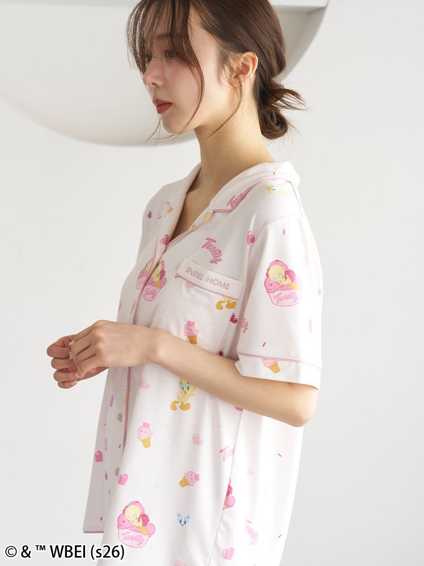 SNIDEL HOME「【WEB限定】【セット商品】【Tweety】開襟シャツ&カットロングパンツSET」|ルームウェア|