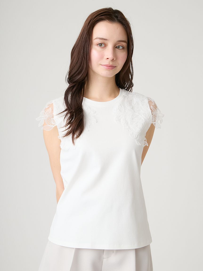 CELFORD「【接触冷感】レースショルダーカットソー」|Tシャツ・カットソー|