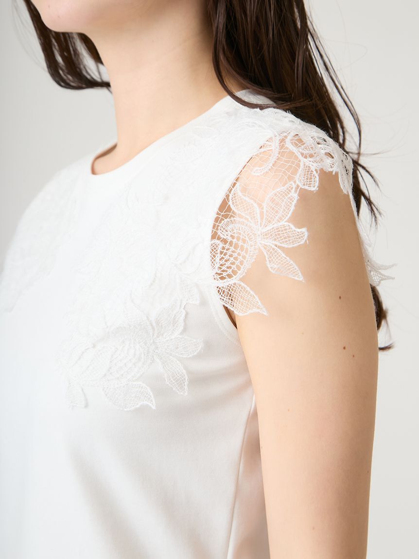 CELFORD「【接触冷感】レースショルダーカットソー」|Tシャツ・カットソー|