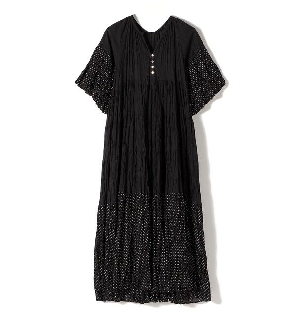 SHIPS for women「【SHIPS別注】Fanaka:〈手洗い可能〉クリンクル 袖 フレア ワンピース」|ワンピース|