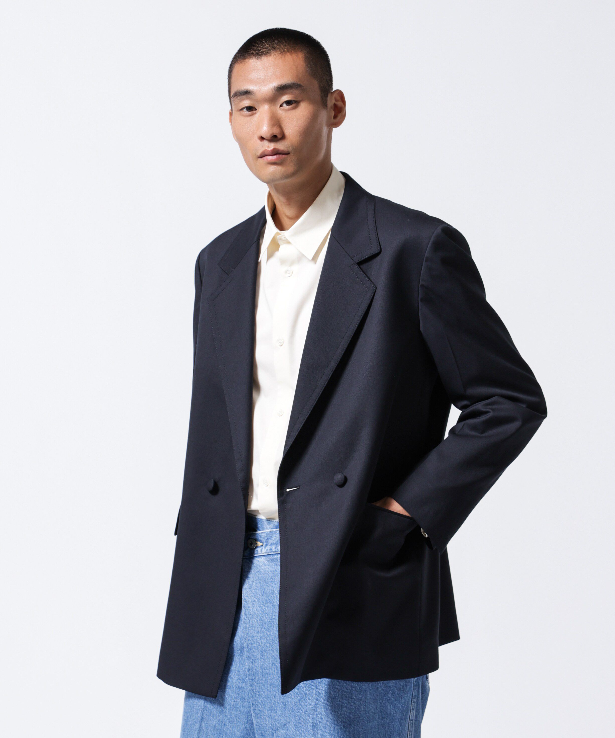 nano･universe「「ASSEMBLANC」VIST Gabardine オーバージャケット」|テーラードジャケット|ブラック
