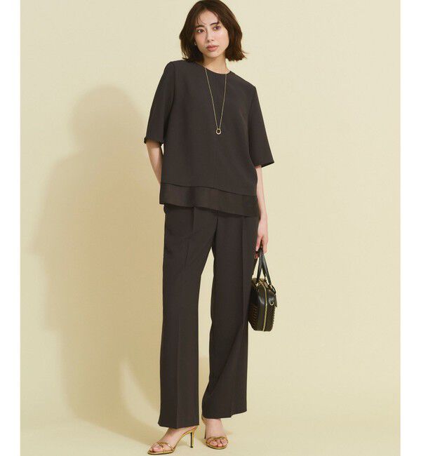 23区「【Oggi掲載/接触冷感/UVカット/吸水速乾】ストレッチジョーゼット ワイド パンツ」|その他|