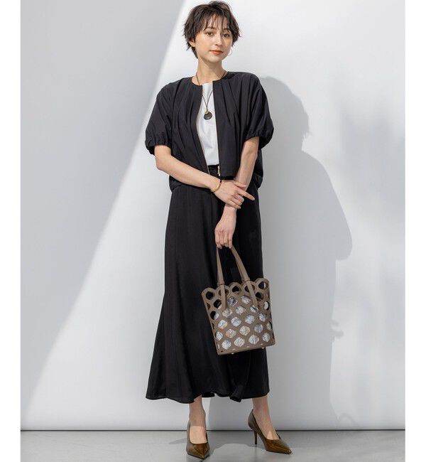 23区「【汗じみ防止/洗える】スムースデザイン フレンチスリーブ Tシャツ」|Tシャツ・カットソー|