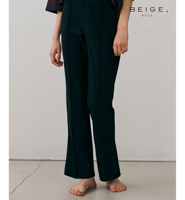 BEIGE,「【BEIGE,ecru/WEB限定】RIB BOTTOMS / ウエストゴムストレッチリブフレアパンツ」|その他|Black