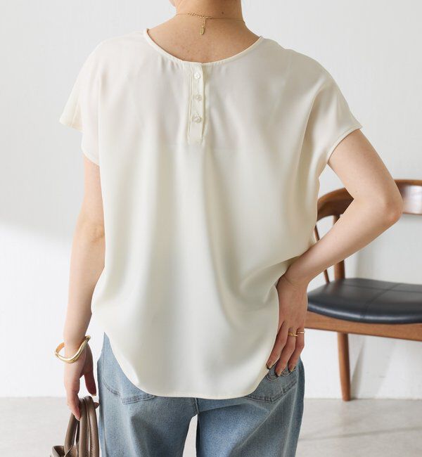  「【さらっとした着心地／前後２WAY 】ジョーゼットフレンチロゴTシャツ」|Tシャツ・カットソー|