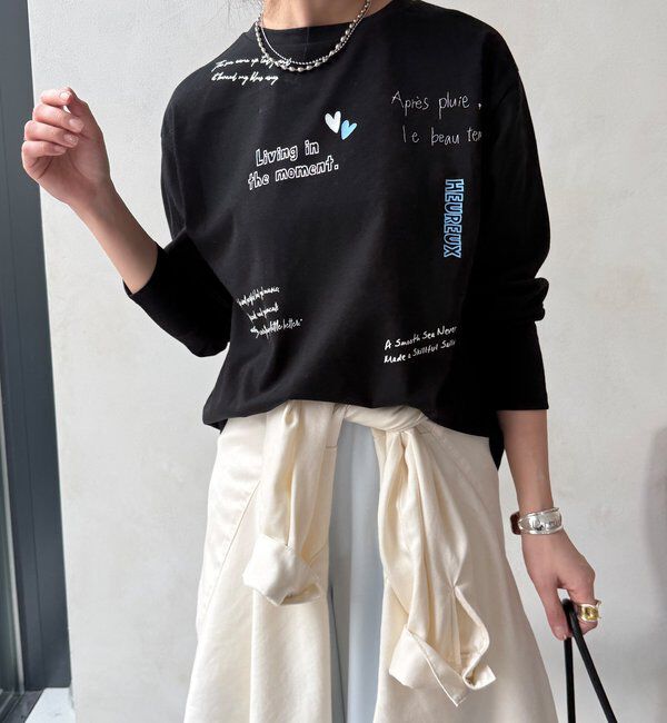  「【WEB限定】レタリングプリントロンTEE」|Tシャツ・カットソー|ブラック