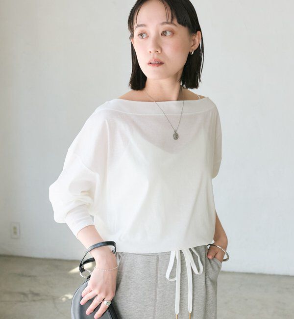  「【大人の肌見せ/抜け感◎/接触冷感/汗じみ防止機能付き】シアードルマンカットソー」|Tシャツ・カットソー|