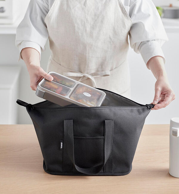 collex「【tower】そのまま入る 洗える 大容量 保冷保温 お弁当バッグ」|食器・キッチングッズ|ブラック