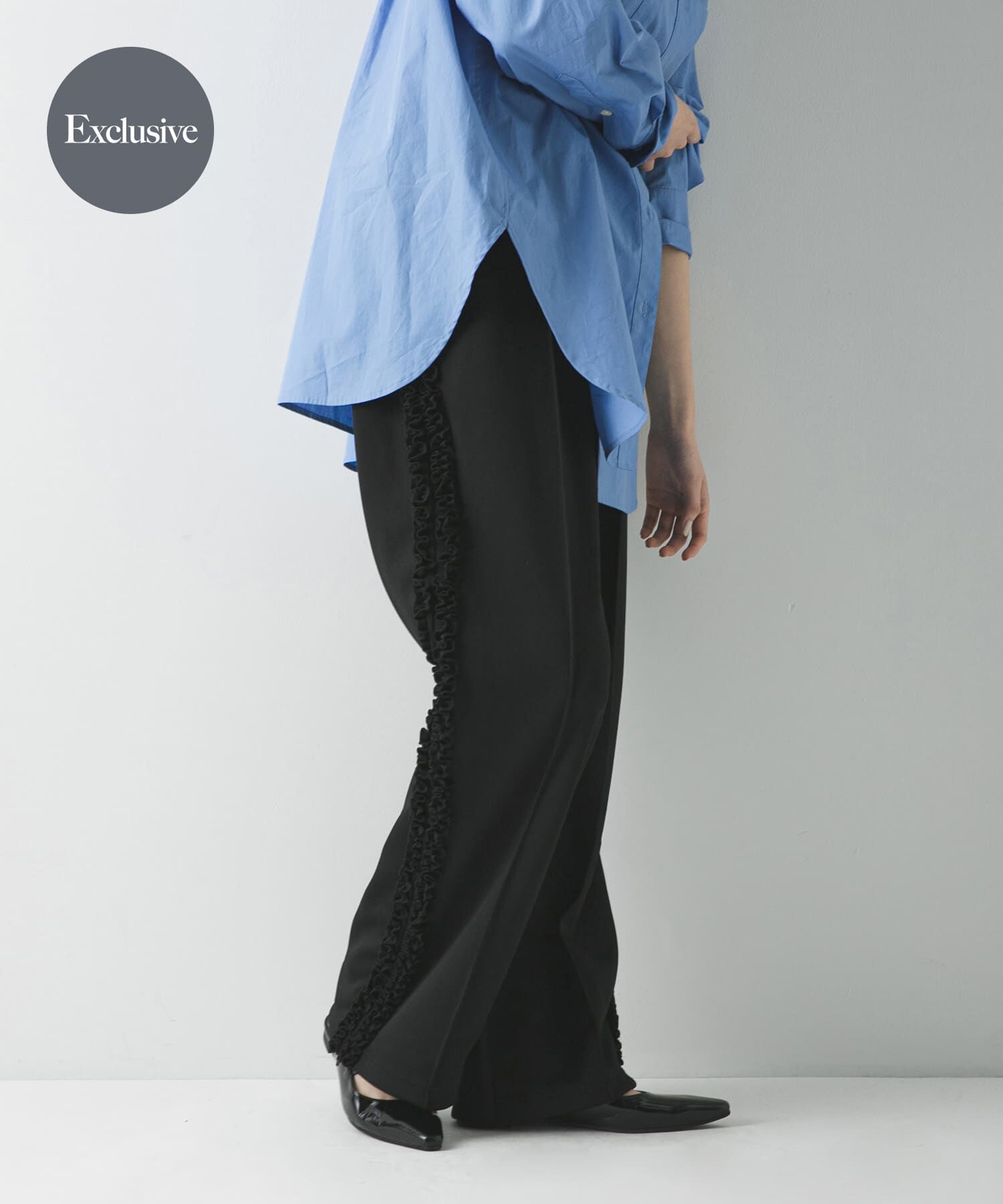 URBAN RESEARCH「『別注』crinkle crinkle crinkle&times;URBAN RESEARCH　FRILL TRACK PANTS」|その他|ブラック