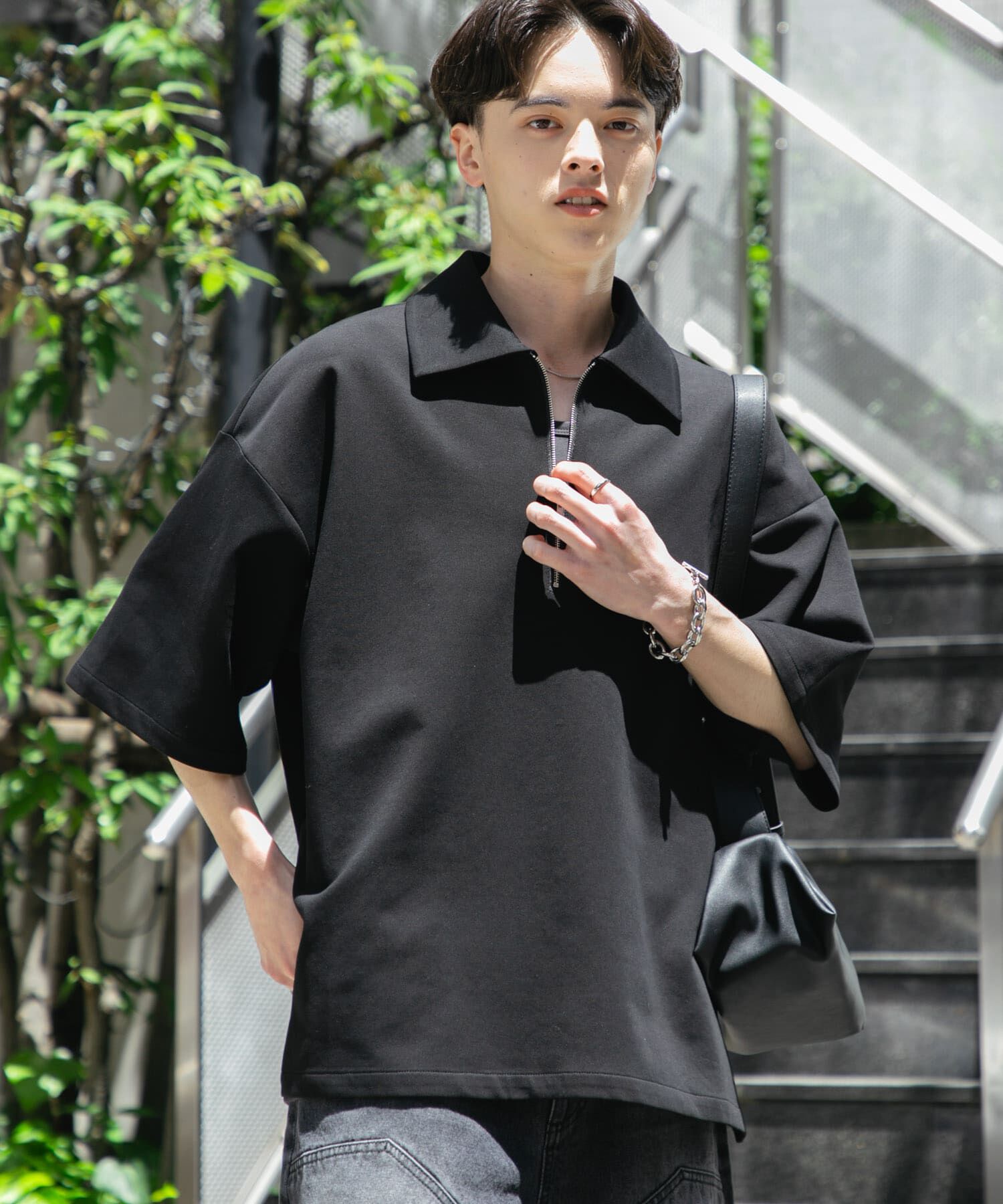 SENSE OF PLACE by URBAN RESEARCH「『ユニセックス』ダンボールポンチハーフジップショートスリーブTシャツ」|Tシャツ・カットソー|