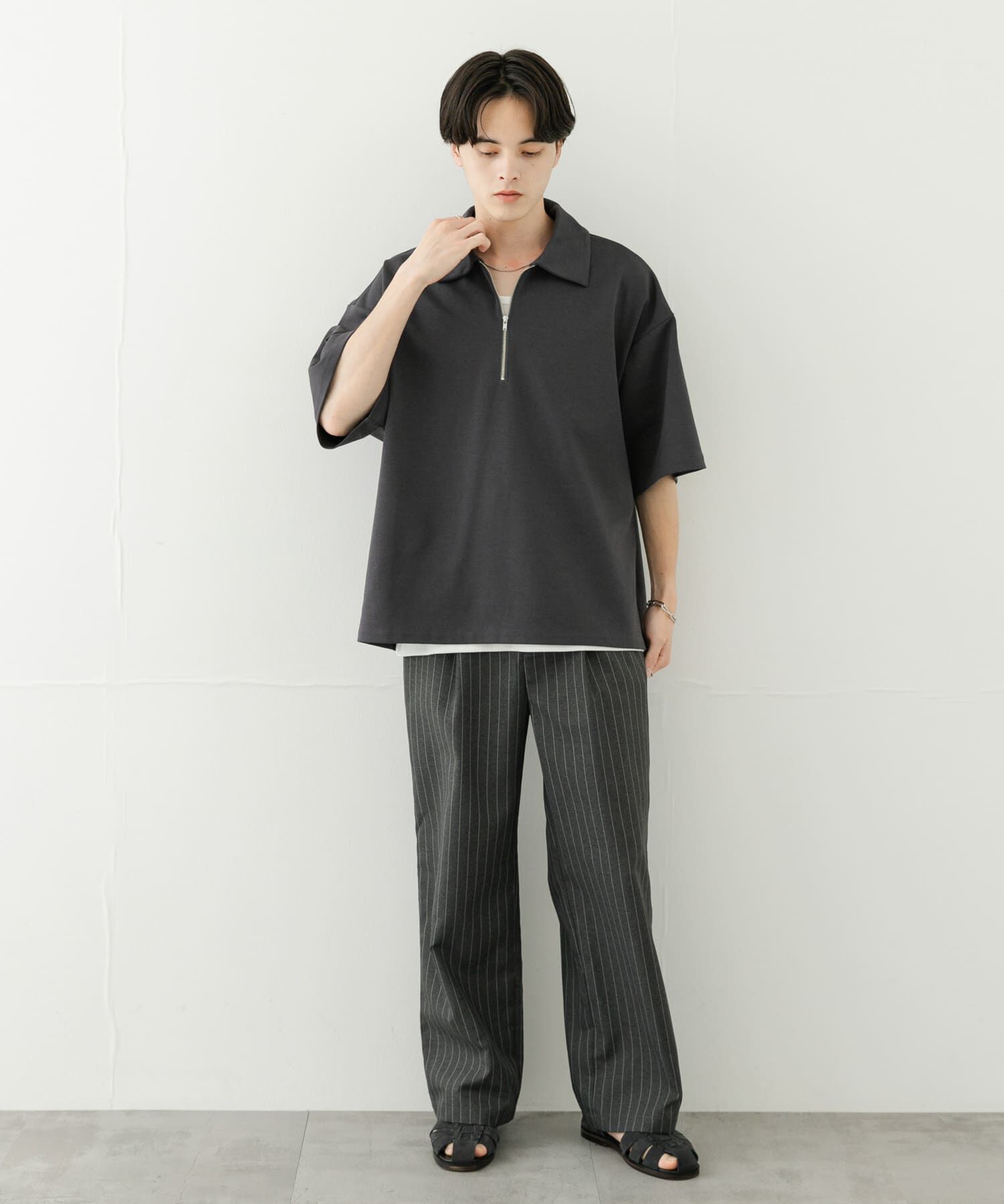 SENSE OF PLACE by URBAN RESEARCH「『ユニセックス』ダンボールポンチハーフジップショートスリーブTシャツ」|Tシャツ・カットソー|
