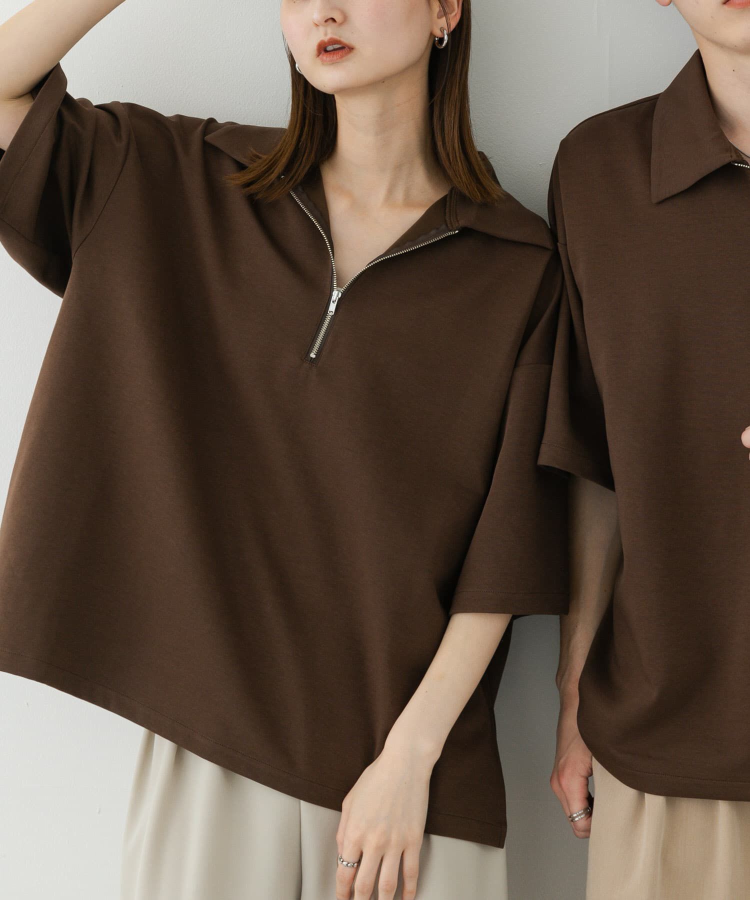 SENSE OF PLACE by URBAN RESEARCH「『ユニセックス』ダンボールポンチハーフジップショートスリーブTシャツ」|Tシャツ・カットソー|