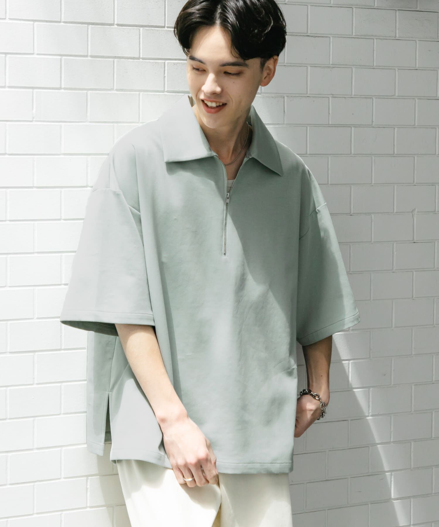 SENSE OF PLACE by URBAN RESEARCH「『ユニセックス』ダンボールポンチハーフジップショートスリーブTシャツ」|Tシャツ・カットソー|