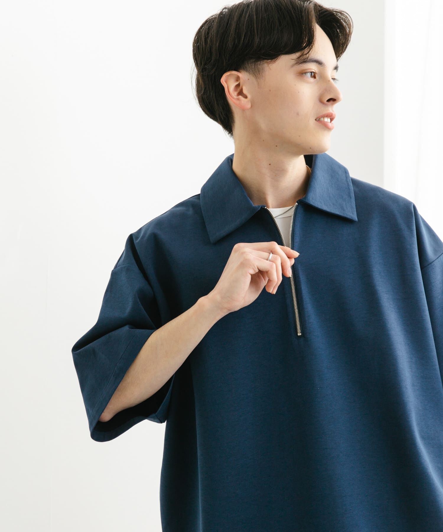 SENSE OF PLACE by URBAN RESEARCH「『ユニセックス』ダンボールポンチハーフジップショートスリーブTシャツ」|Tシャツ・カットソー|
